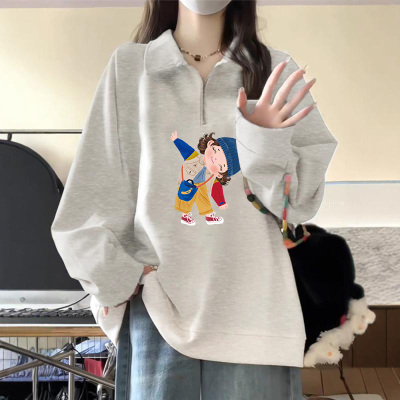 翻领卫衣女韩版洋气减龄上衣大码