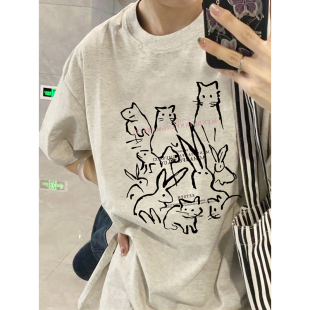 短袖 vintage大码 T恤女夏oversize宽松显瘦纯棉ins潮洋气减龄上衣