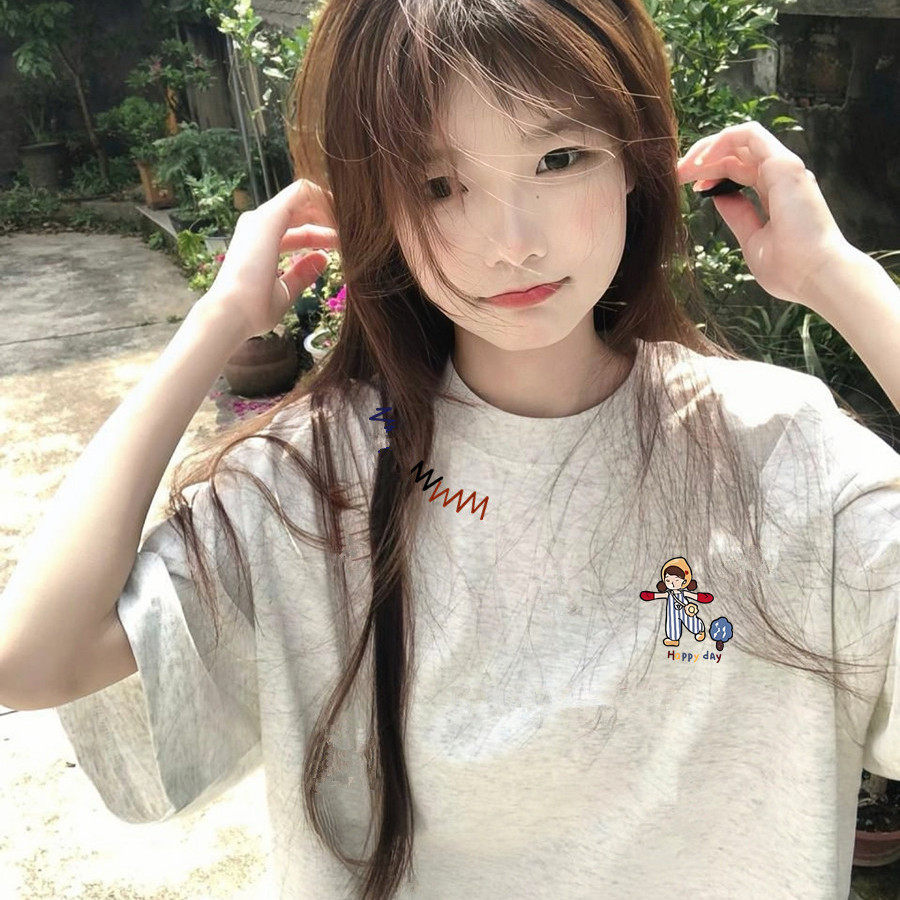 纯棉短袖女初中生t恤宽松韩系图片