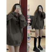韩风chic带帽卫衣女vintage大码 加绒加厚ins百搭休闲风情侣外套冬