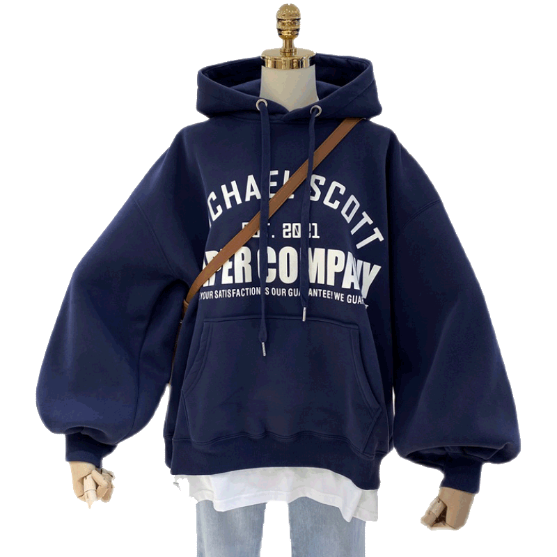 大码OVERSIZE加绒连帽卫衣外套