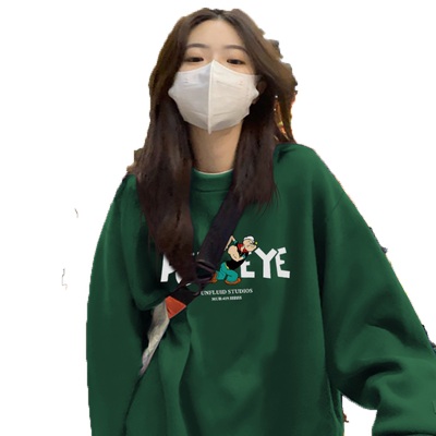 oversize加绒美式街头风圆领卫衣