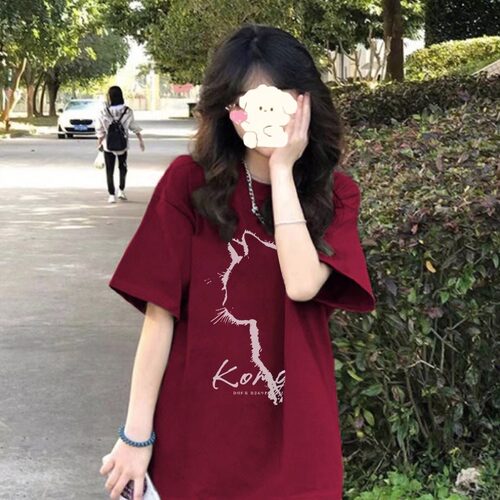 短袖美式复古显白纯棉T恤女