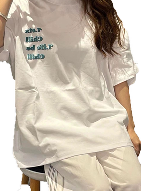 欧美高街bf风白色t恤短袖女