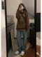 美式 oversize连帽卫衣女大码 2022春秋新款 vibe棕色外套ins潮上衣