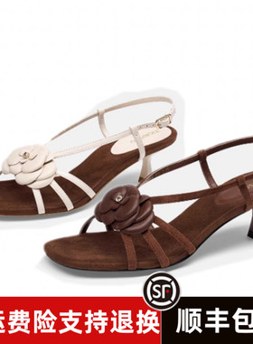 商场同款2025夏季新款露趾细跟山茶花时装凉鞋高跟鞋TA65303-12