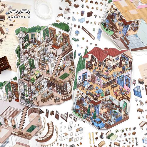 小角落第十弹系列2.5D大尺寸造景贴纸 手工diy微缩解压场景贴画