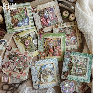 刺绣物语系列凸版浮雕贴纸30张入 复古刺绣主题手帐边框素材贴画