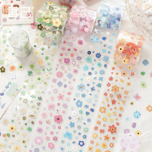 小花物语系列合成纸无边模切胶带 盐系清新手帐diy边框装饰素材贴