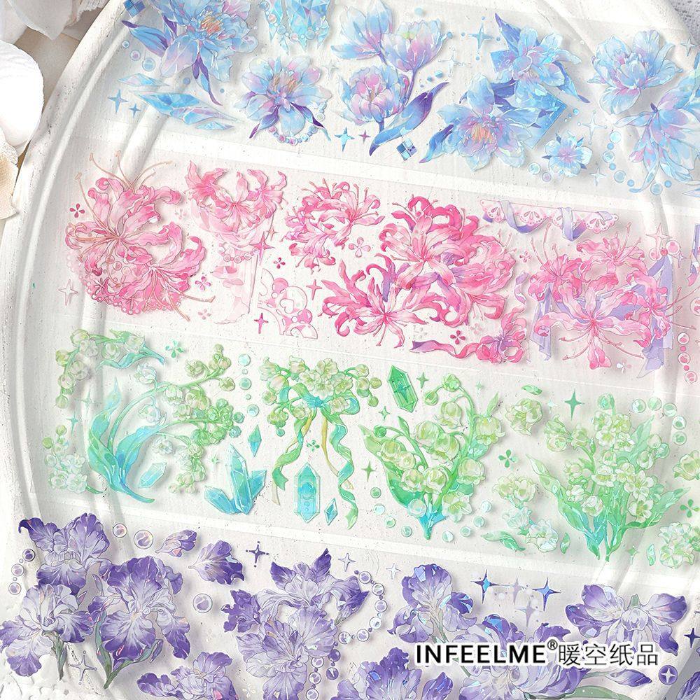 花未眠系列PE防水贝壳光单条胶带清新复古风花卉手帐咕卡装饰拼贴,文具电教/文化用品/商务用品,胶带/胶纸/胶条,淘宝优惠券,粉丝福利购,淘宝优惠卷