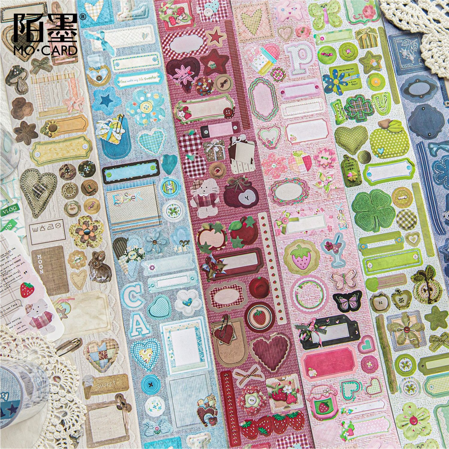 彩布派对系列布纹纸模切胶带 复古彩色布艺手帐DIY小卡装饰素材贴