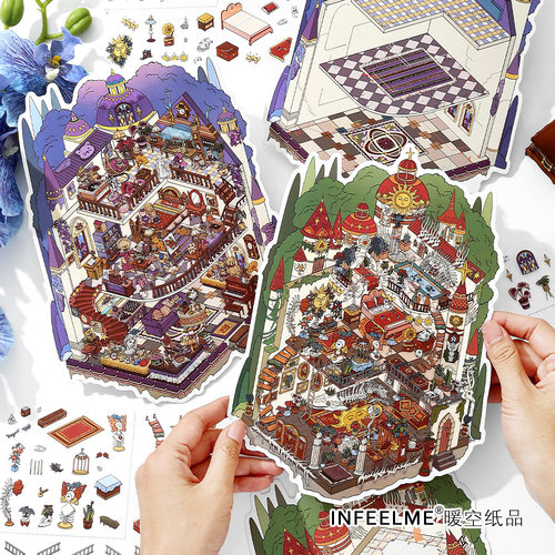 我的小屋第二十四弹2.5D大尺寸造景贴纸 微缩手工diy手帐装饰贴画