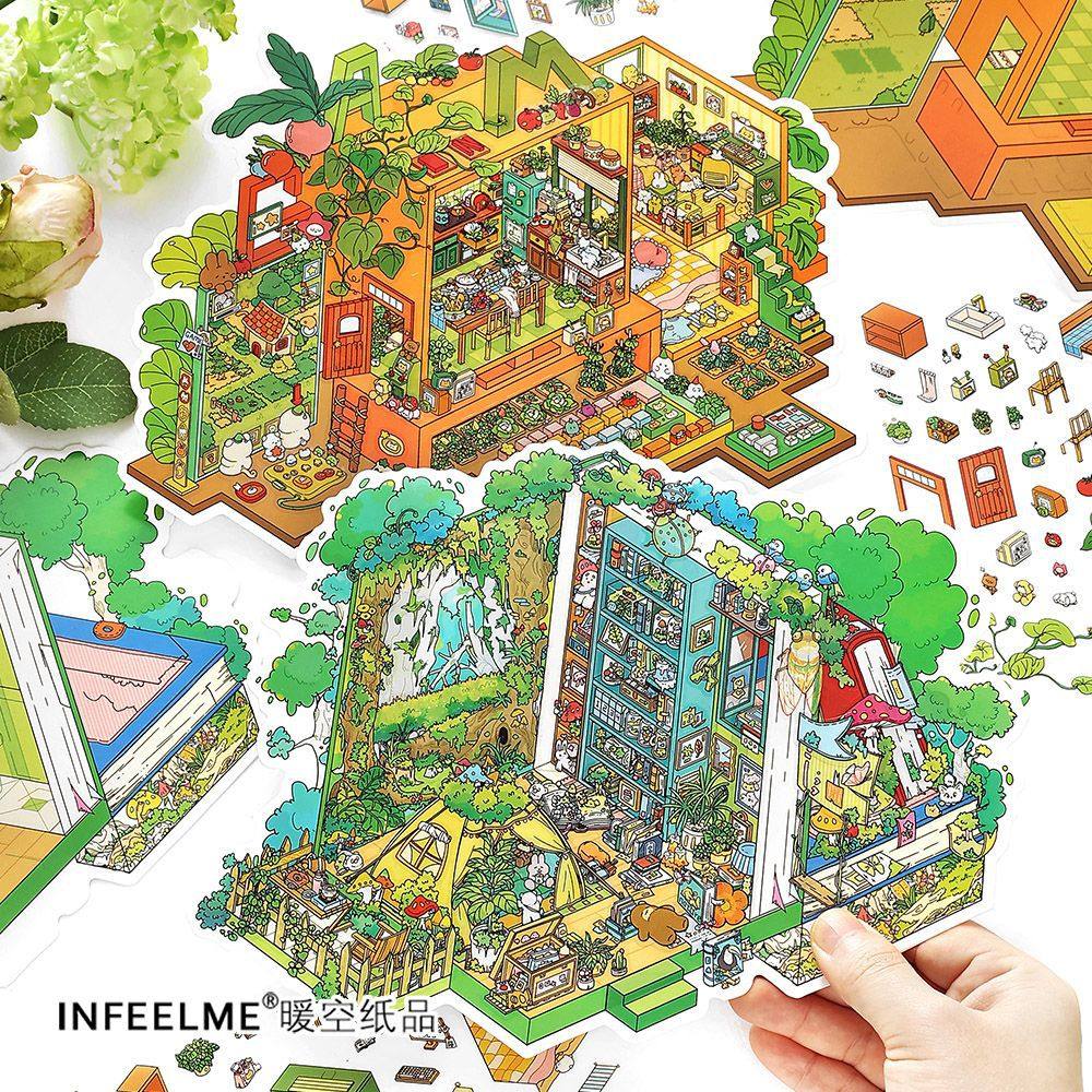 我的小屋第二十一弹2.5D大尺寸造景贴纸 微缩场景手帐装饰素材贴