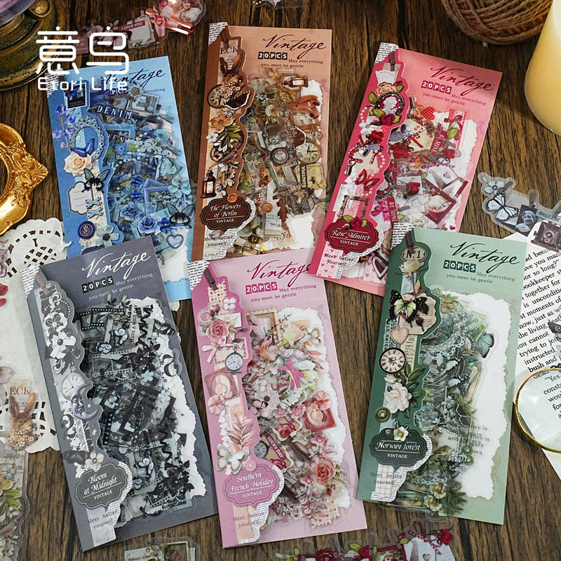 迷雾花园系列防水PET贴纸包20张入 复古花卉蝴蝶边框手帐装饰贴画,文具电教/文化用品/商务用品,贴纸/立体贴纸,淘宝优惠券,粉丝福利购,淘宝优惠卷