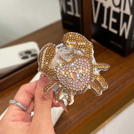 小香螃蟹手工带钻超闪磁吸款气囊支架Magsafe强力苹果安卓通用