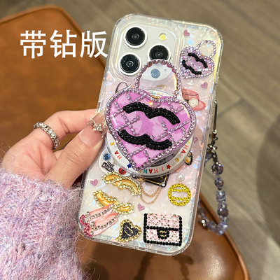 苹果17promax高级感磁吸紫色手机壳适用于iPhone16promax带挂绳手腕15promax女款14带钻苹果13pro小众奢华
