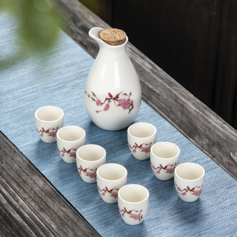 陶瓷酒具套装仿古酒壶小酒盅清酒杯喝酒杯家用白酒杯分酒器一口杯 Изображение 1 陶瓷酒具套装仿古酒壶小酒盅清酒杯喝酒杯家用白酒杯分酒器一口杯 Изображение 1