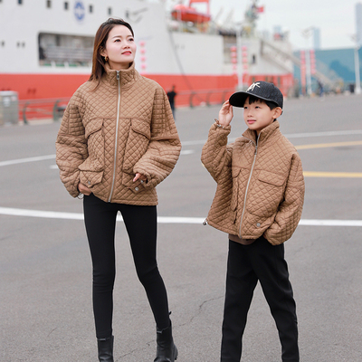 哲思凡亲子装春新款母子母女装男女童夹棉保暖外套短款保暖棉服