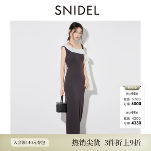 SNIDEL秋冬款优雅蝴蝶结肩带无袖修身针织连衣裙SWNO254026