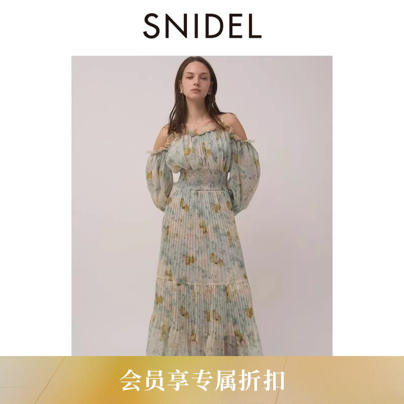 SNIDEL2026春夏新品纽约植物园联名泡泡袖印花连衣裙SWFO261095