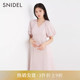 SNIDEL春夏款 露背收腰系带A字连衣裙SWFO231259 甜美提花V领泡泡袖