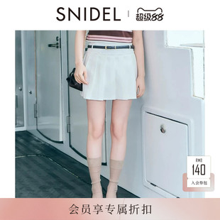 SNIDEL2026秋冬新品高腰纯色百褶半身裙短裙裤含腰带SWFP264045
