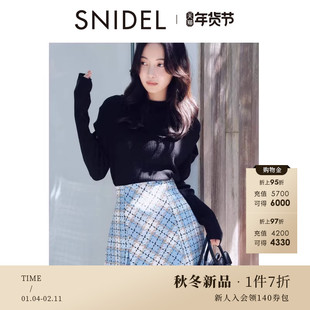 SNIDEL2025秋冬新品时尚百搭高腰A字半身裙格纹短裙裤SWFP255050