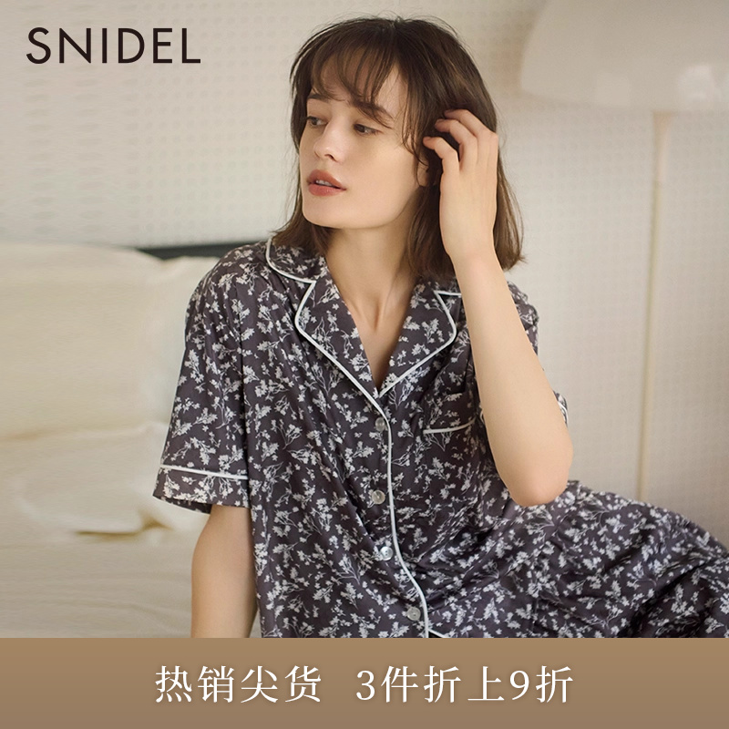 SNIDEL复古印花短袖宽松居家睡衣