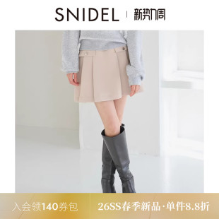 SNIDEL2026春夏新品 学院风高腰百褶半身裙含腰带SWFS261237 时尚