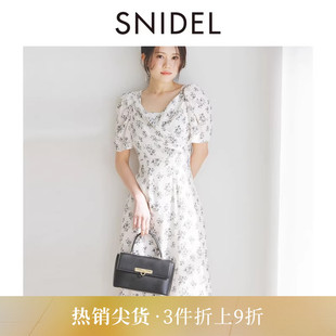 SNIDEL春夏款 荡领雪纺印花茶歇连衣裙SWFO252017 优雅短袖