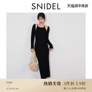 SNIDEL秋冬款 吊带针织连衣裙两件套SWNO245228 针织披肩开衫