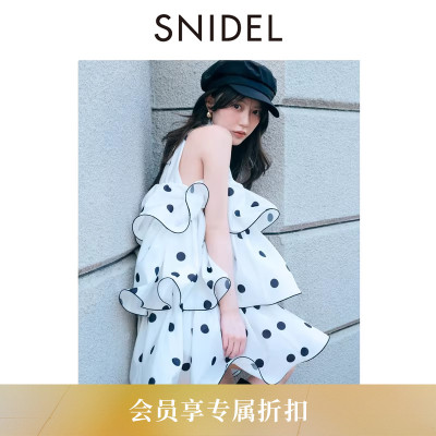 SNIDEL2026春夏新品时尚甜美立领无袖荷叶边蛋糕连衣裙SWFO261140