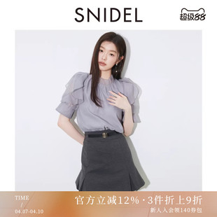 SWFB254122 雪纺衬衫 SNIDEL2025秋冬新品 甜美小立领荷叶边泡泡袖