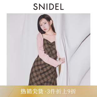 荷叶边系带针织开衫 短外套SWNT254237 V领长袖 SNIDEL2025秋冬新品