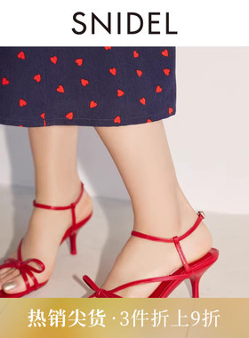 SNIDEL春夏款气质优雅蝴蝶结细跟露趾时装凉鞋SWGS241614
