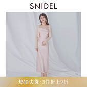 SWNO255089 缎面连衣裙套装 SNIDEL2025秋冬新品 羊毛蕾丝领针织开衫