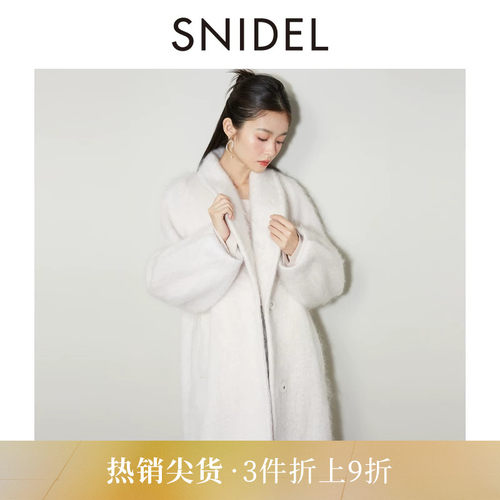 SNIDEL翻领落肩羊毛呢大衣外套