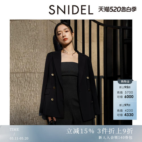 SNIDEL金属双排扣西装外套