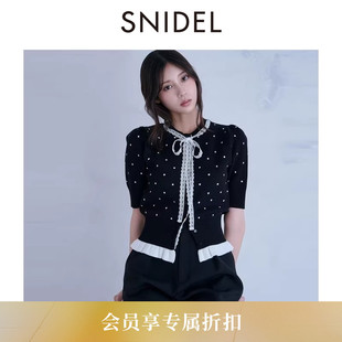 蕾丝系带木耳边下摆针织衫 SWNT261273 圆领短袖 SNIDEL2026春夏新品