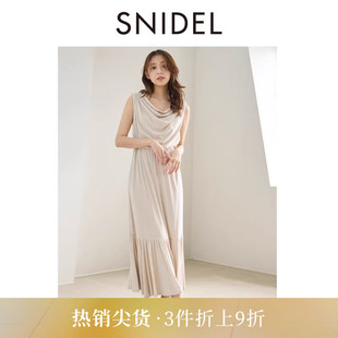 SNIDEL2025秋冬新品 鱼尾连衣裙SWCO254029 优雅纯色收腰荡领无袖