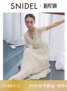 SNIDEL2026春夏新品Chacott联名蕾丝小飞袖印花连衣裙SWFO261107