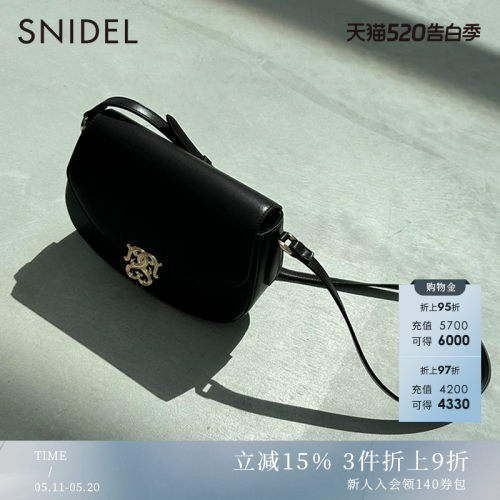 SNIDEL金属logo仿皮单肩斜挎包