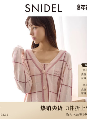SNIDEL HOME秋冬款简约舒适格纹V领居家针织开衫SHNT245039