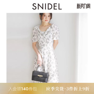 SNIDEL春夏款 荡领雪纺印花茶歇连衣裙SWFO252017 优雅短袖