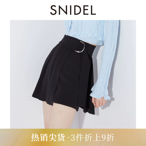 SNIDEL系带A字百褶裙裤