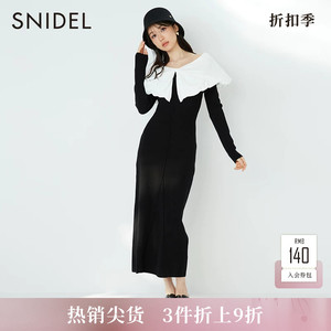 SNIDEL秋冬甜美娃娃领针织收腰修身显瘦连衣裙SWNO234125