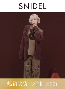 SNIDEL HOME春夏款木耳边小熊蝴蝶结居家睡裤SHCP251048