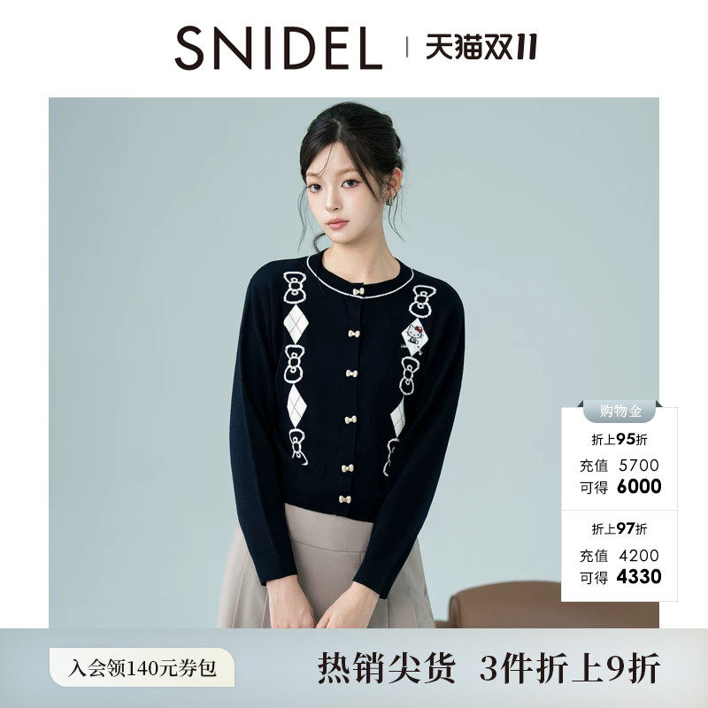 SNIDEL秋冬款HELLO KITTY联名蝴蝶结扣针织衫SWNT254241