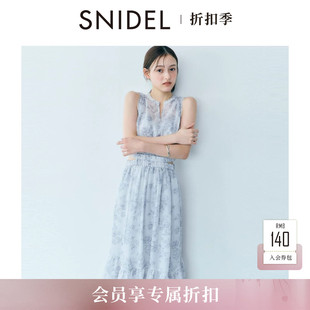 SNIDEL2026春夏新品无袖露腰不规则荷叶边雪纺连衣裙SWFO262318