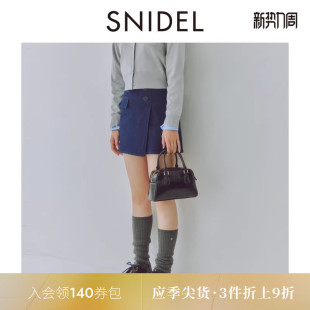 SNIDEL秋冬款 SWFP244261 百搭纯色高腰不对称侧纽扣牛仔裙裤